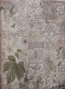 Botanical Relic Designer Printed AIDA Fabric. Canvas for embroidery with an applied background  KF-1263A
