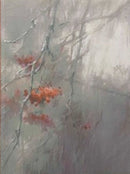 Crimson Mist Designer Printed AIDA Fabric. Canvas for embroidery with an applied background  KF-1350A