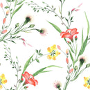 Contemporary White Wallpaper with Wildflowers Smart