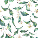 Fashionable White Wallpaper with Green Leaves Fashionable
