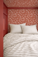 Simple Stripes Wallpaper, brick red and white
