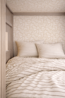 Simple Stripes Wallpaper, tan and white