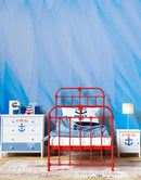 Blue Feather Angel Wings Chalk Art Mural.