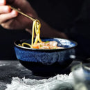 Kiln glazed blue speckled ceramic bowl dining room ramen dish