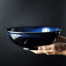 Kiln glazed blue speckled ceramic bowl dining room ramen dish