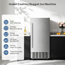 Kismile Commercial Built-in Ice Maker Machine,80Lbs/Day,Under Counter Ice Cube Maker with 24H Timer,Reversible Door,Built-in Freestanding Ice Maker for Home & Office(Silver)