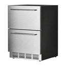 Kismile 24 Inch Built-In Double Drawer Refrigerator, 5.0 Cu.Ft Under Counter Beverage Fridge for Wine & Beer, Stainless Steel