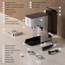 Kismile Espresso Coffee Maker Machine 20 Bar, with Milk Frother Steam Wand CM8032