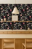 Floral Finds Wallpaper, black