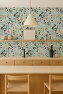 Floral Finds Wallpaper, blue