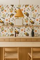 Pressed Fresh Version 01 Wallpaper, marigold and teal