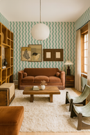 Ziggy Stripe Wallpaper, white and mint
