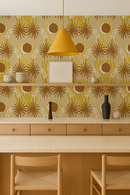 Yucca Moon Wallpaper, yellow and rust
