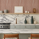 Dolce Stripe Wallpaper, off-white and brick red