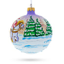 Majestic Santa in Winter Riding 3 White Horses Glass Ball Christmas Ornament 3.25 Inches