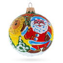 Santa Awaits New Year Holiday Glass Ball Christmas Ornament 3.25 Inches