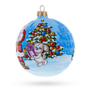 Santa's Gift List and Loyal Dog Glass Ball Christmas Ornament 4 Inches