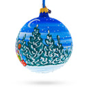 Santa in Sleigh with Reindeer Glass Ball Christmas Ornament 4 Inches