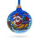 Santa in the Woods Glass Ball Christmas Ornament 3.25 Inches