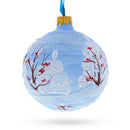 Two Pigs with Gifts Glass Ball Christmas Ornament 3.25 Inches
