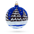 Bear Skiing with Snowman and USA Flag Glass Ball Christmas Ornament 4 Inches