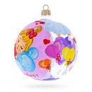 Sleeping Baby Girl on Clouds Pink Ball with Hearts Glass Ball Christmas Ornament 4 Inches