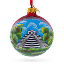 Mayan Pyramid, Mexico Glass Ball Christmas Ornament 3.25 Inches