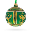 1912 Napoleonic Royal Green Glass Ball Christmas Ornament 3.25 Inches