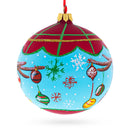 Decorated Deer Horns Glass Ball Christmas Ornament 4 Inches