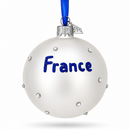 Flag of France Glass Ball Christmas Ornament 3.25 Inches