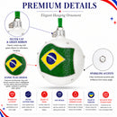 Flag of Brazil Glass Ball Christmas Ornament 3.25 Inches