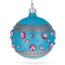 Sapphires and Diamonds Art Nouveau Design Glass Ball Christmas Ornament 3.25 Inches