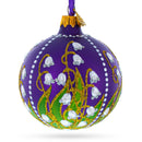 Lilies of the Valley on Purple Royal Glass Ball Christmas Ornament 3.25 Inches