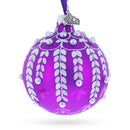 White Vines Entwined on a Lavender Dreamscape Glass Ball Christmas Ornament 3.25 Inches