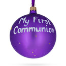 First Communion on Purple Glass Ball Christmas Ornament 4 Inches