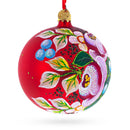 Roses Bouquet Glass Ball Christmas Ornament 4 Inches