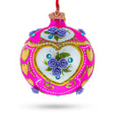 Roses on Pink Glass Ball Christmas Ornament 3.25 Inches