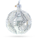 Snow Swirls on White Glass Ball Christmas Ornament 3.25 Inches