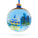 Detroit Riverfront, Detroit, Michigan, USA Glass Ball Christmas Ornament 4 Inches