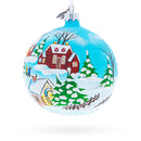 Children Playing in the Winter Village Glass Ball Christmas Ornament 4 Inches