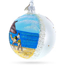 Beach at Hammamet, Tunisia Glass Ball Christmas Ornament 4 Inches
