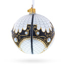 Mother Of Pearl on White Glass Ball Christmas Ornament 4 Inches