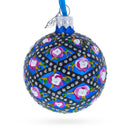 1907 Rose Trellis Royal Green Glass Ball Christmas Ornament 2.4 Inches