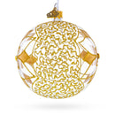 Gold Blossom with Gem Center Glass Ball Christmas Ornament 4 Inches