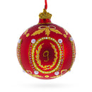 1893 Caucasus Royal Red Glass Ball Christmas Ornament 3.25 Inches
