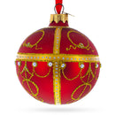 1895 Rosebud Royal Red Glass Ball Christmas Ornament 3.25 Inches