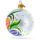 Tulip Bouquet on White Glass Ball Christmas Ornament 3.25 Inches