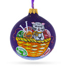 Kitten with Yarn Balls Glass Christmas Ornament 3.25 Inches
