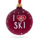I Love to Skiing Glass Ball Christmas Ornament 3.25 Inches