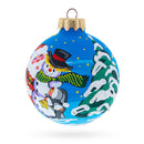 Santa and Two Snowmen Glass Ball Christmas Ornament 3.25 Inches